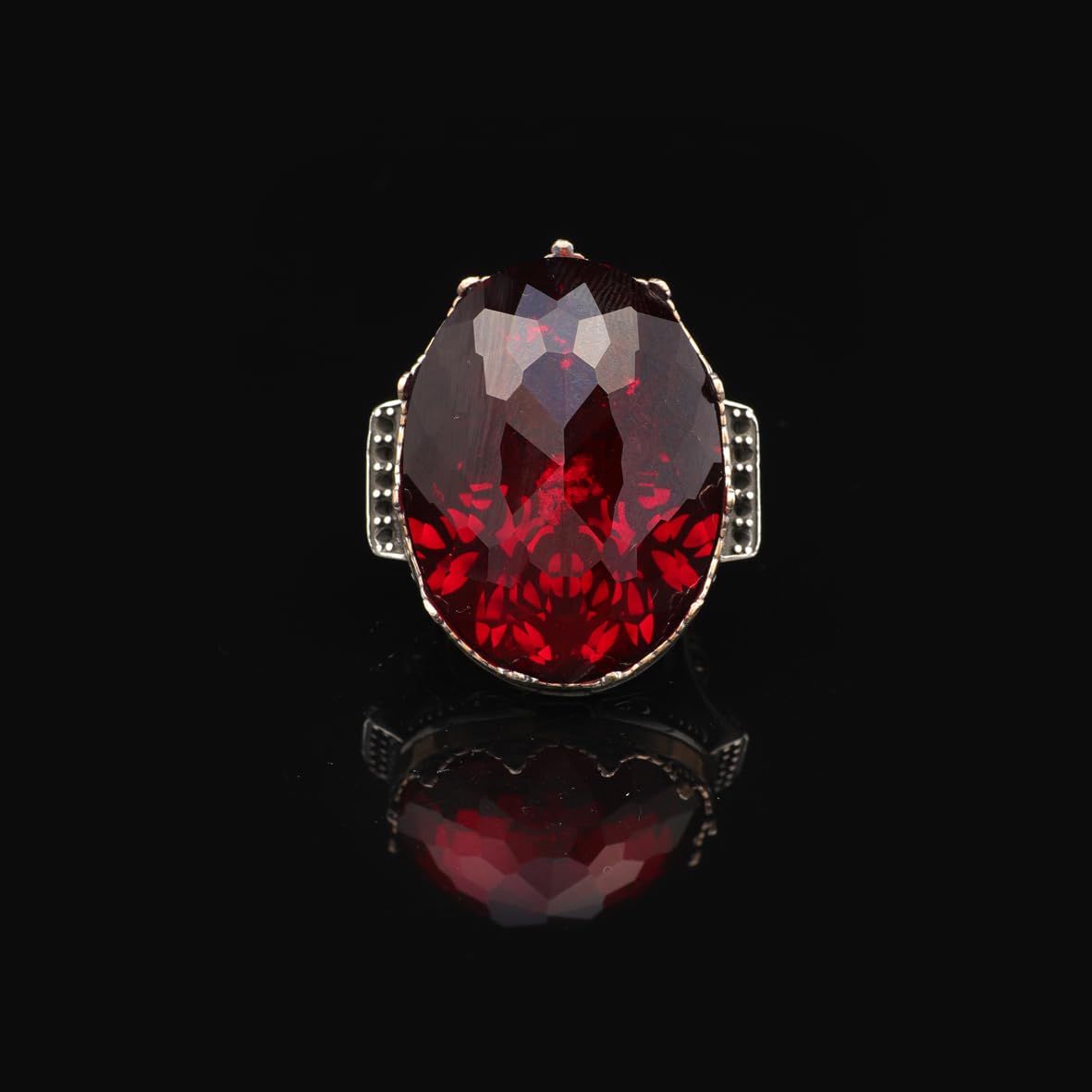 925 Sterling Silver Men's Garnet Ring