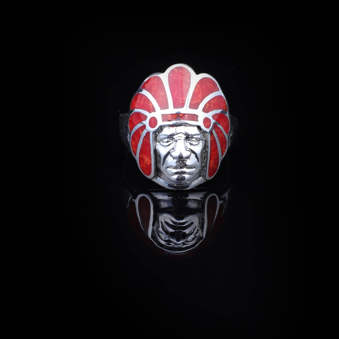 American Indian Chief Handmade Silver Men Ring