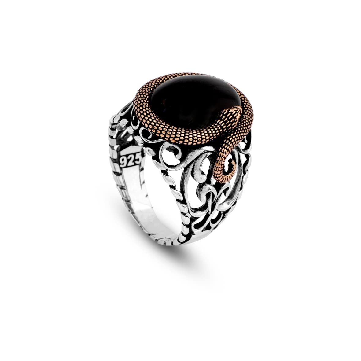 Mystical Serpent Onyx and Sterling Silver Snake Ring