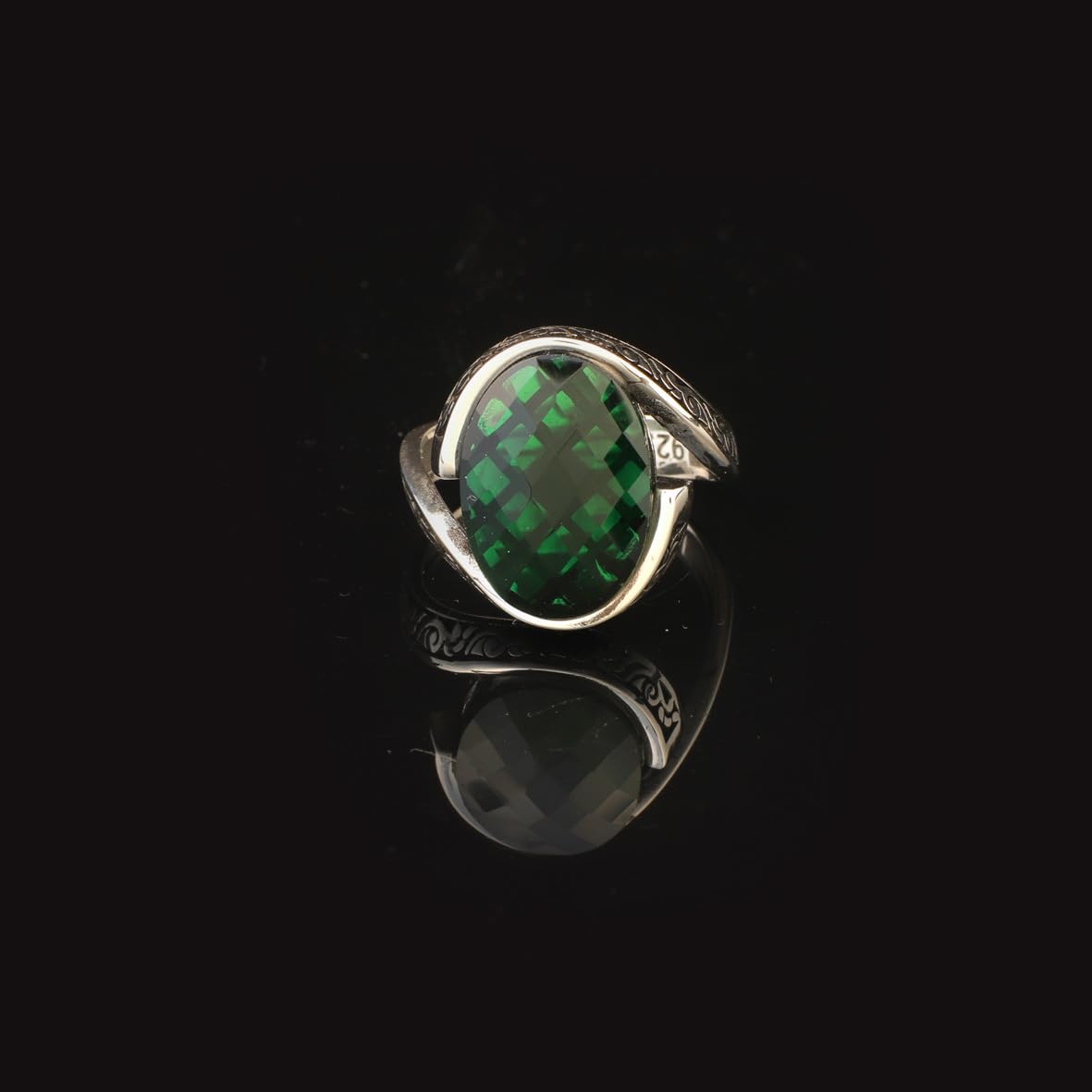 Emerald Ring Gemstone Ring Ottoman Statement Ring Vintage Ring Pinky Ring Sterling Silver Ring Gift for Him Jewelry