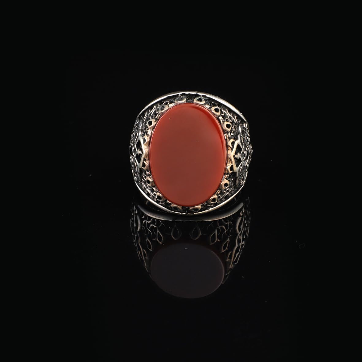 Handmade Carnelian Signet Ring for Men – Ottoman Style Sterling Silver Pinky Ring