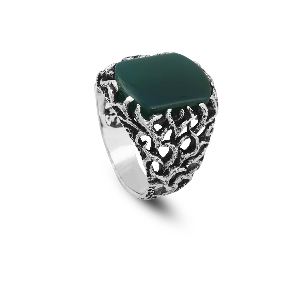 Handmade Jade Ring for Men - 925 Sterling Silver Gemstone Men's Jewelry with Ring and Silver Polishing Cloth Gift