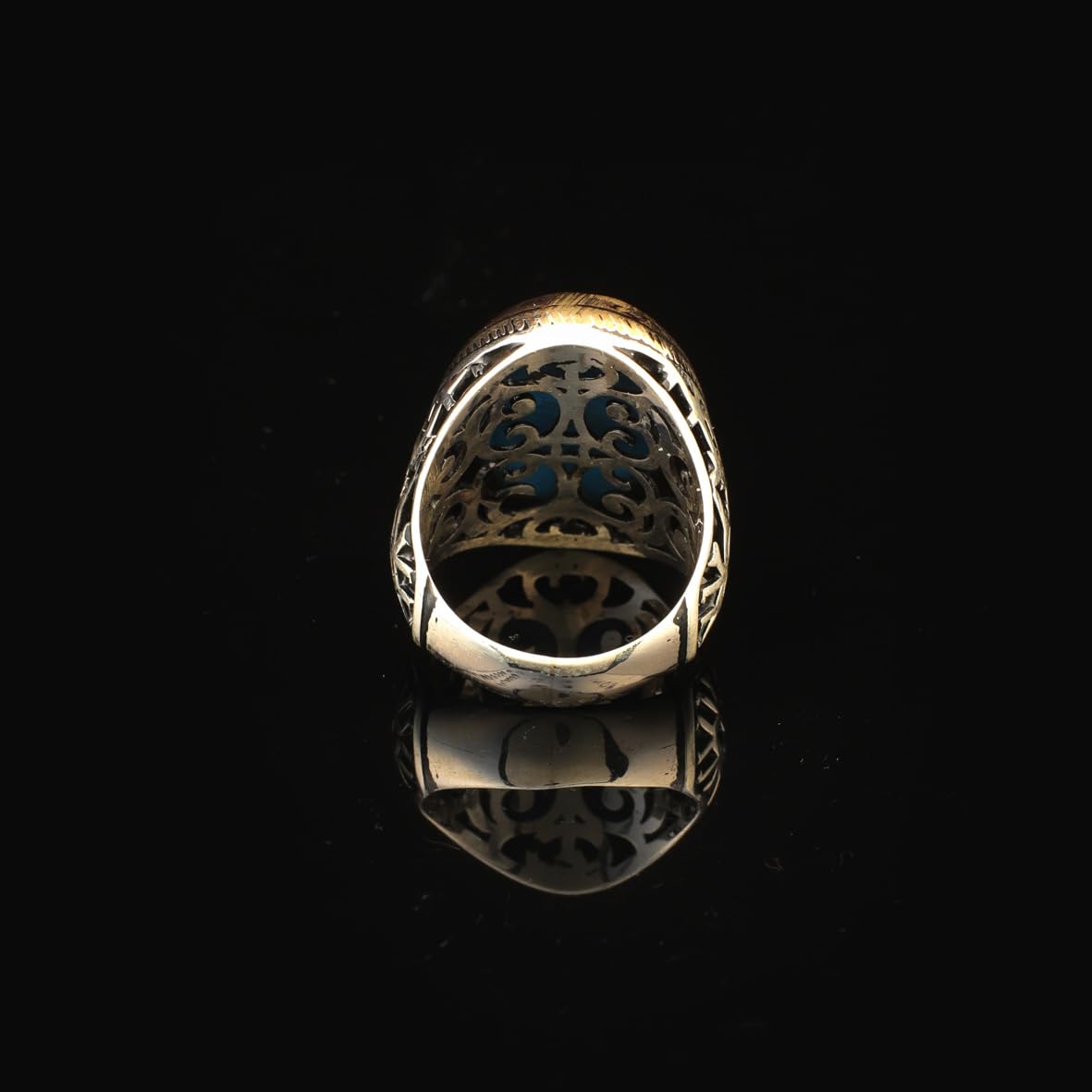 Mens Turquoise Ring – Ottoman Signet Vintage 925 Sterling Silver Engagement Ring – Promise Ring for Him – Gift for Husband