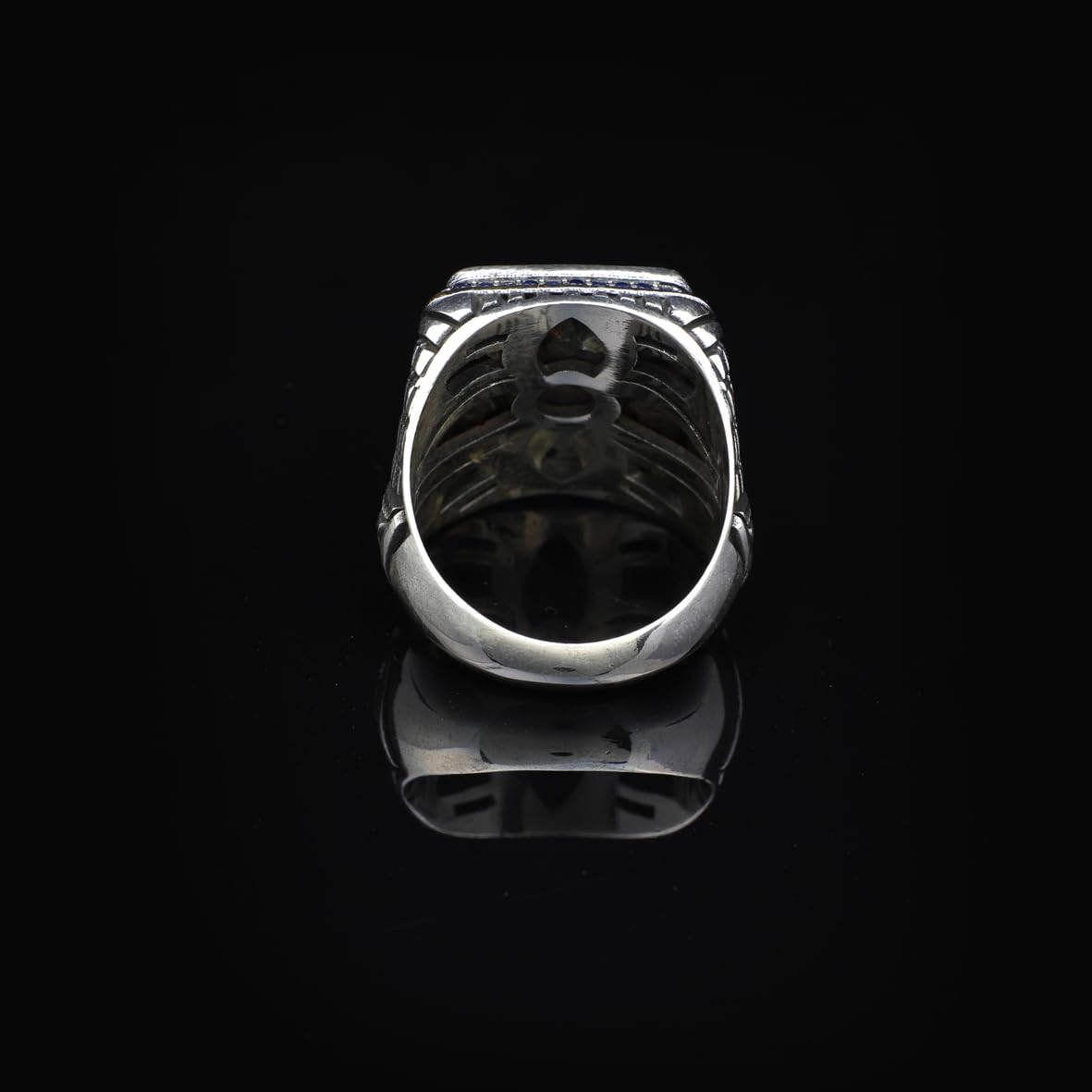 Lapis Lazuli and Onyx Men's Ring with Micro Stone Accents - Vintage Handmade 925 Sterling Silver Jewelry