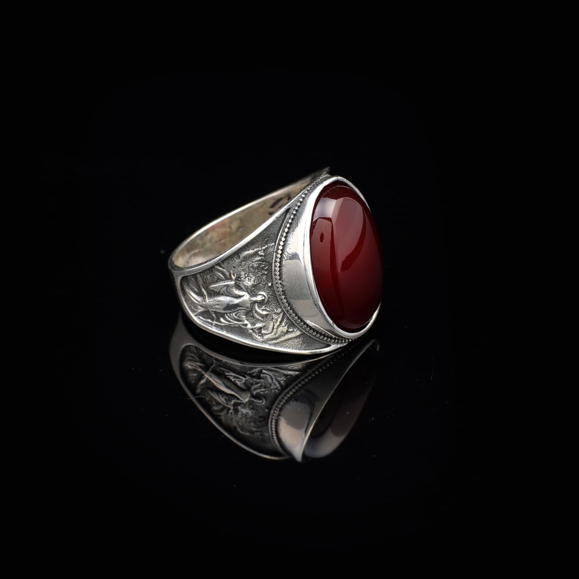 Handmade Carnelian Virgin Mary Signet Ring