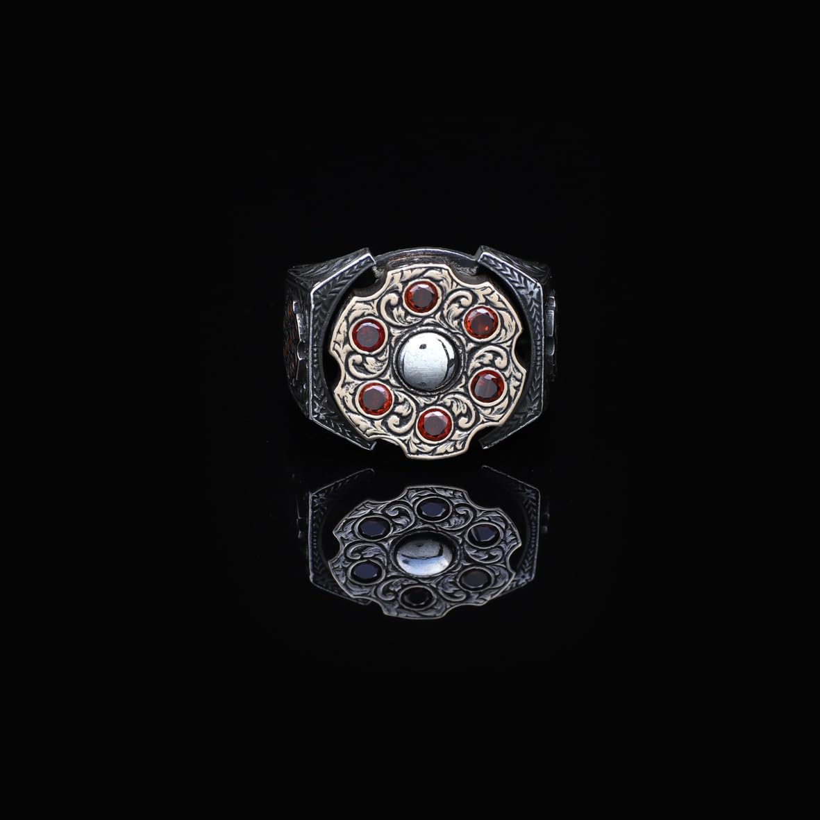 Men's 925 Sterling Silver Ruby Rotating Ring - Ruby Rotating Ring for Men - Birthday Gifts