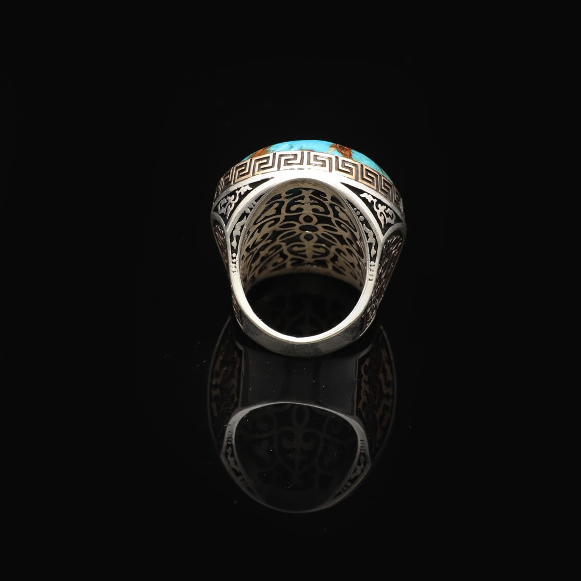 Special Turquoise Stone Ring – Large Oval Stone in Polished 925 Sterling Silver