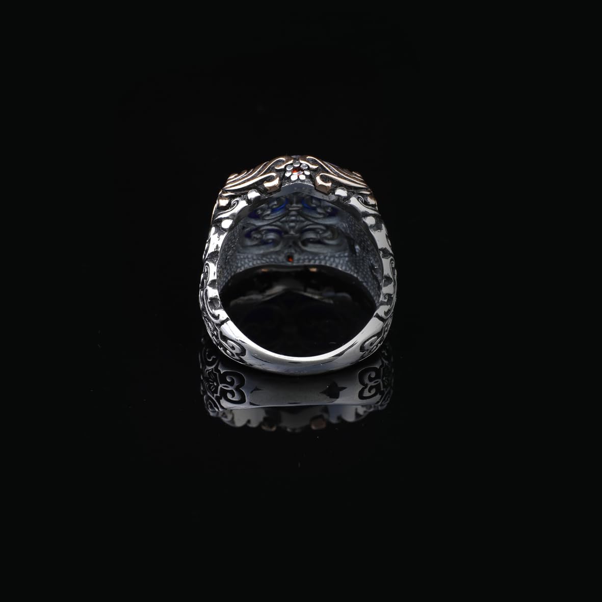 925 Sterling Silver Men's Ring - Handmade Ottoman Style Sapphire Gemstone Jewelry with Unique Design