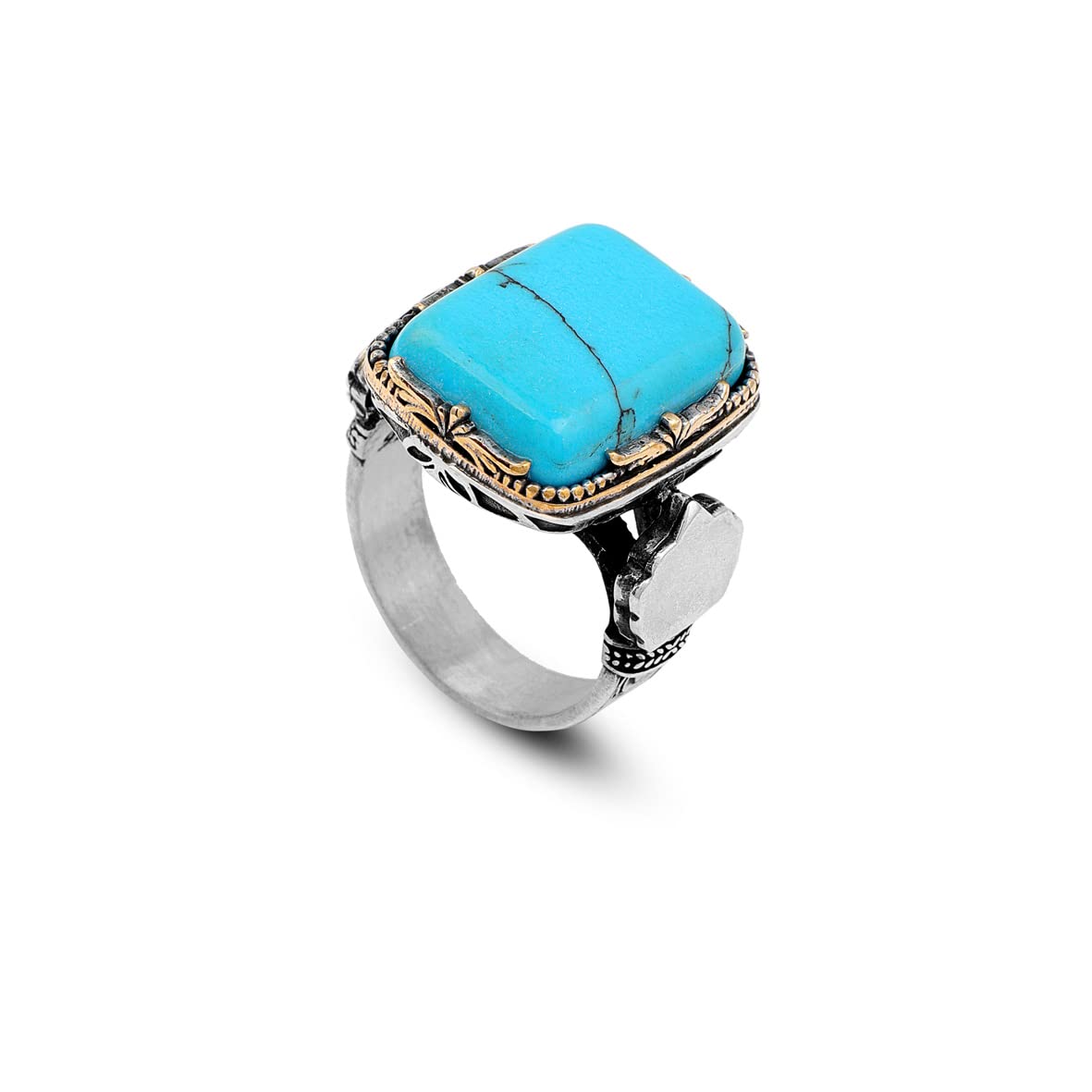 925K Sterling Silver Mens Turquoise Ring