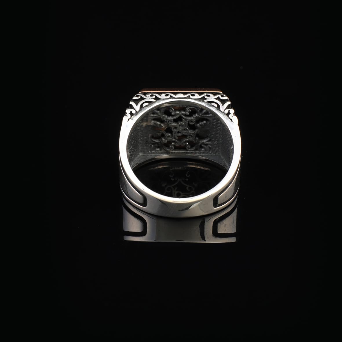 Men's Vintage Onyx Signet Ring - Handmade Pinky Ring in Sterling Silver