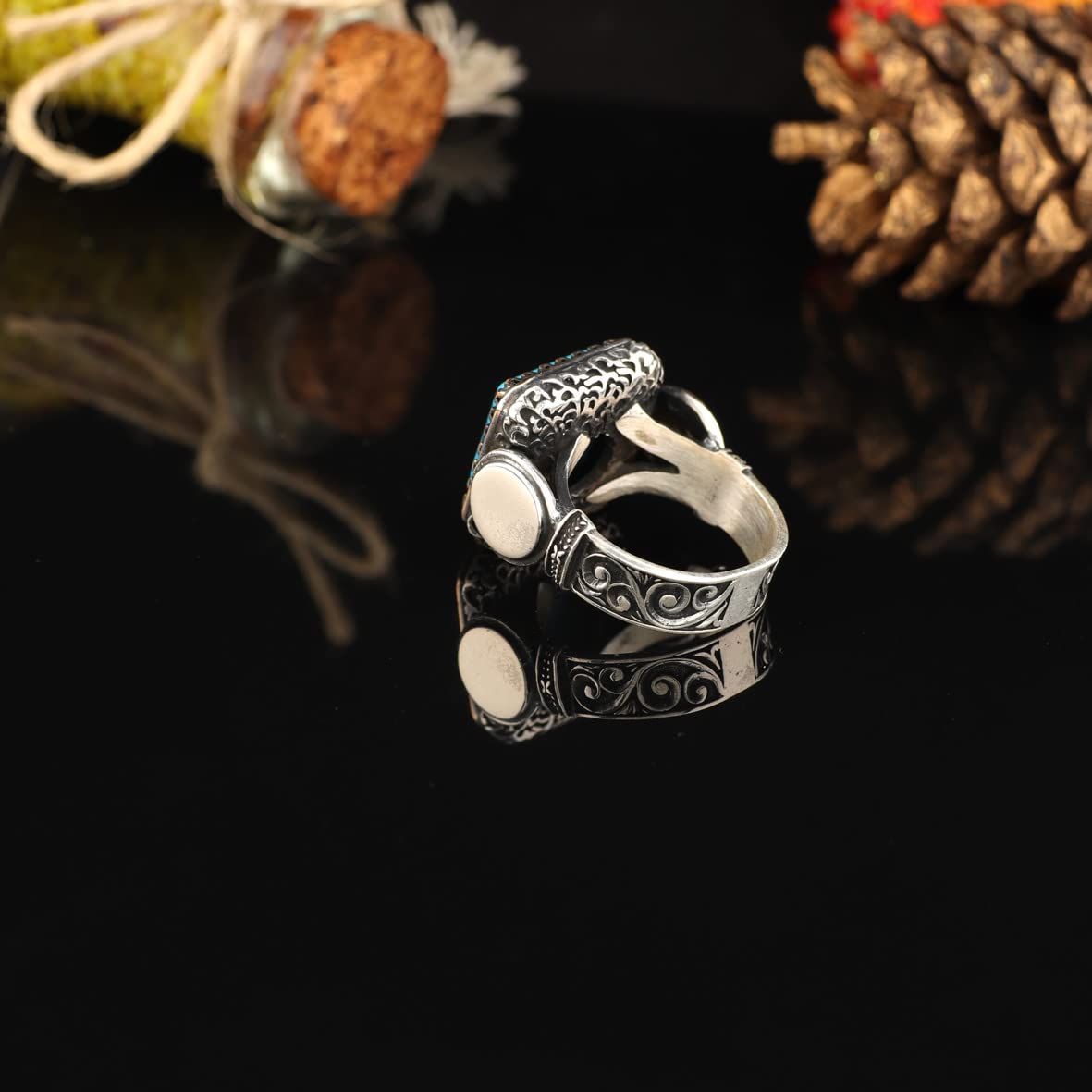 925K Sterling Silver Turquoise Stone Ring