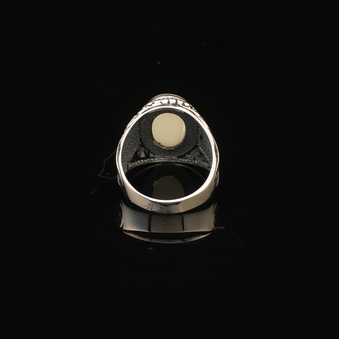Mother of Pearl Ring Signet Ring Pinky Ring Ottoman Vintage 925 Sterling Silver Promise Engagement Gemstone Ring Gift for Husband