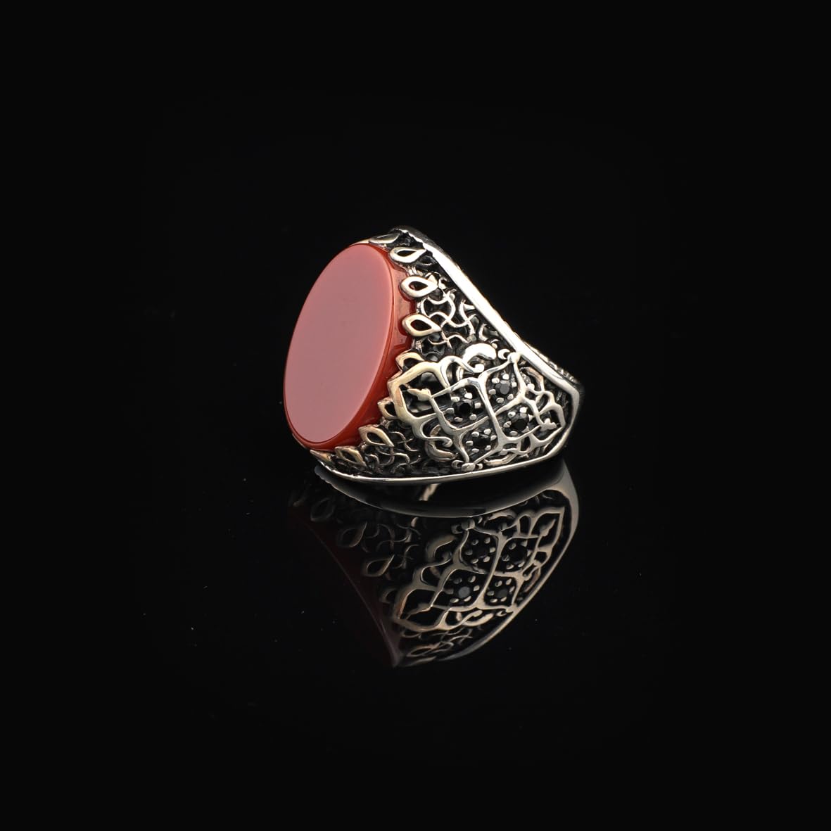 Handmade Carnelian Signet Ring for Men – Ottoman Style Sterling Silver Pinky Ring