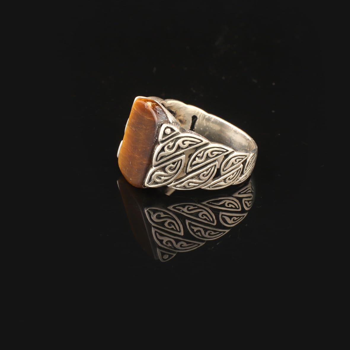 Tiger Eye Ring Ottoman Vintage Ring Sterling Silver Ring Pinky Ring Silver Signet Ring Gemstone Ring Ottoman Statement Ring Vintage Ring Gift for Him