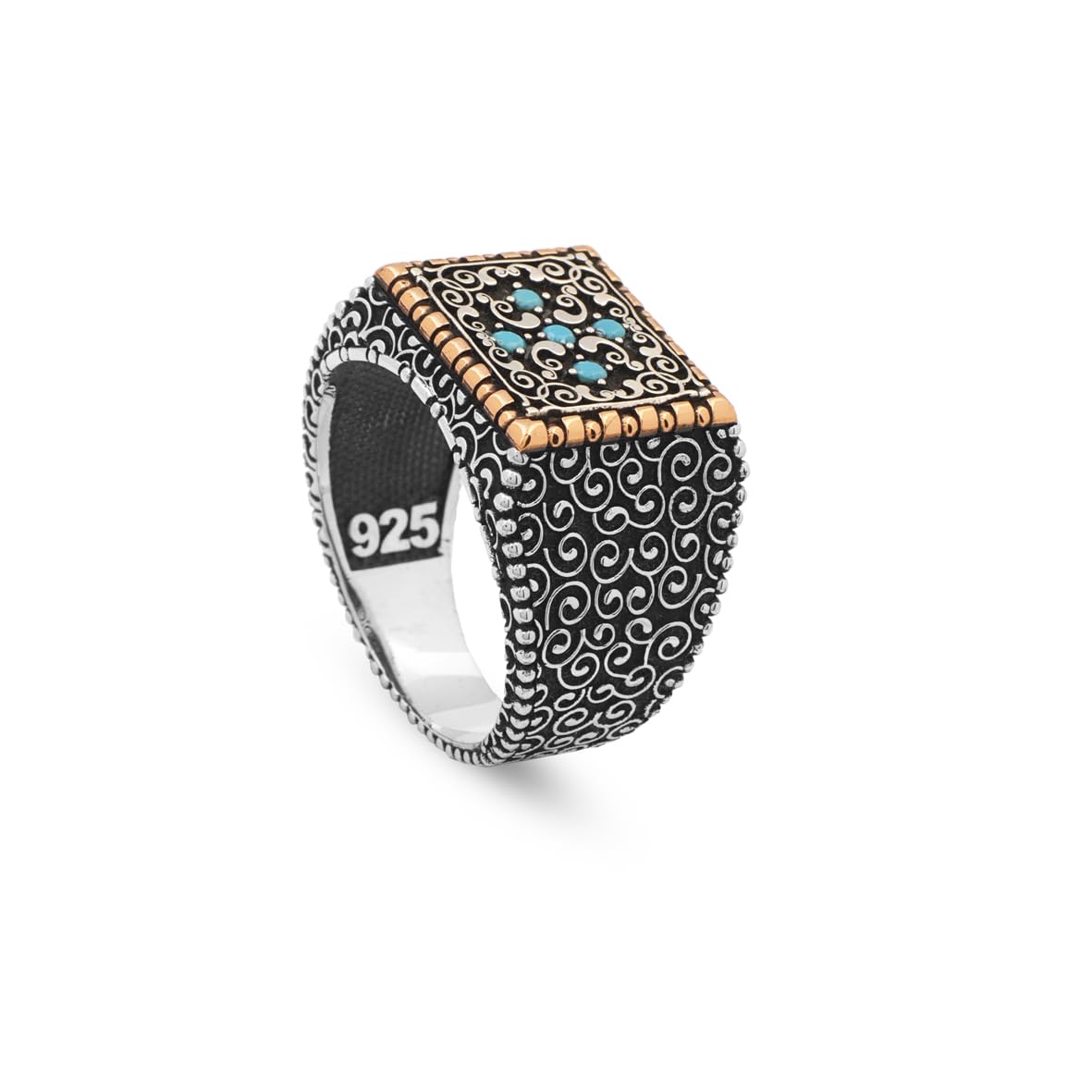 Cross Ring Micro Turquoise Ring Signet Ring Pinky Ring Vintage 925 Sterling Silver Promise Engagement Gemstone Ring Gift for Husband