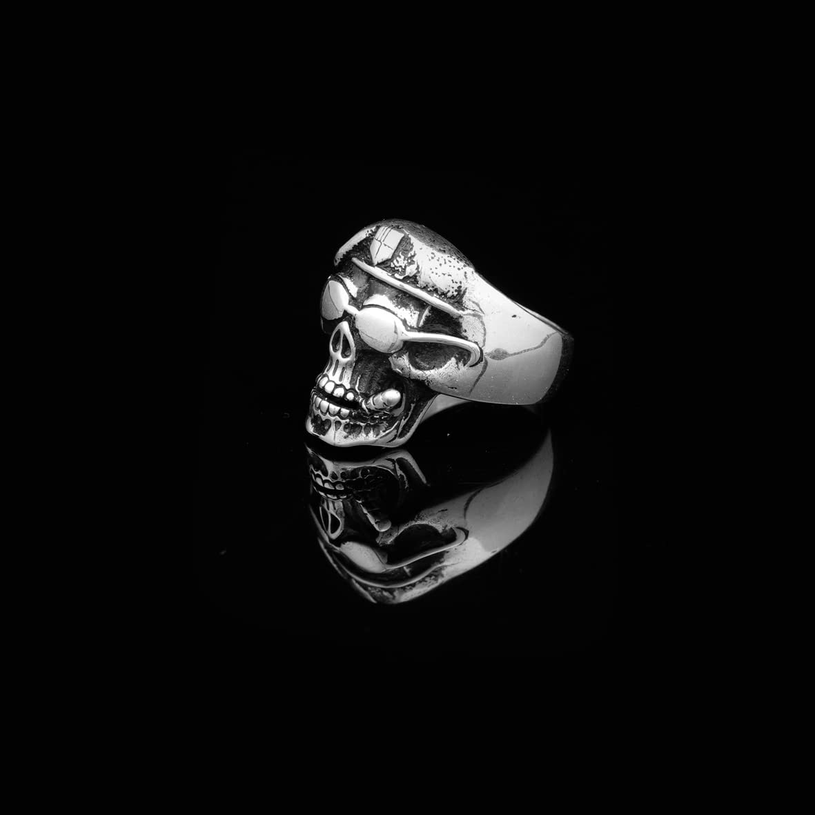 Skull Handmade Sterling Silver Men Biker Ring