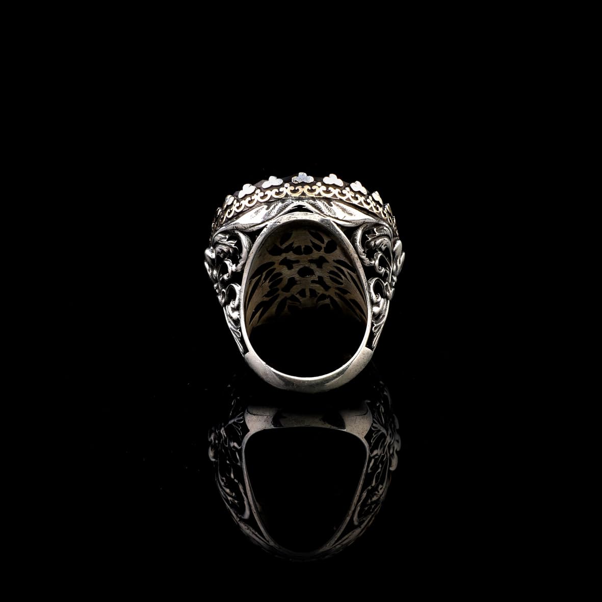Garnet Gemstone Ring for Men – Chunky Sterling Silver Ottoman Style Vintage Ring
