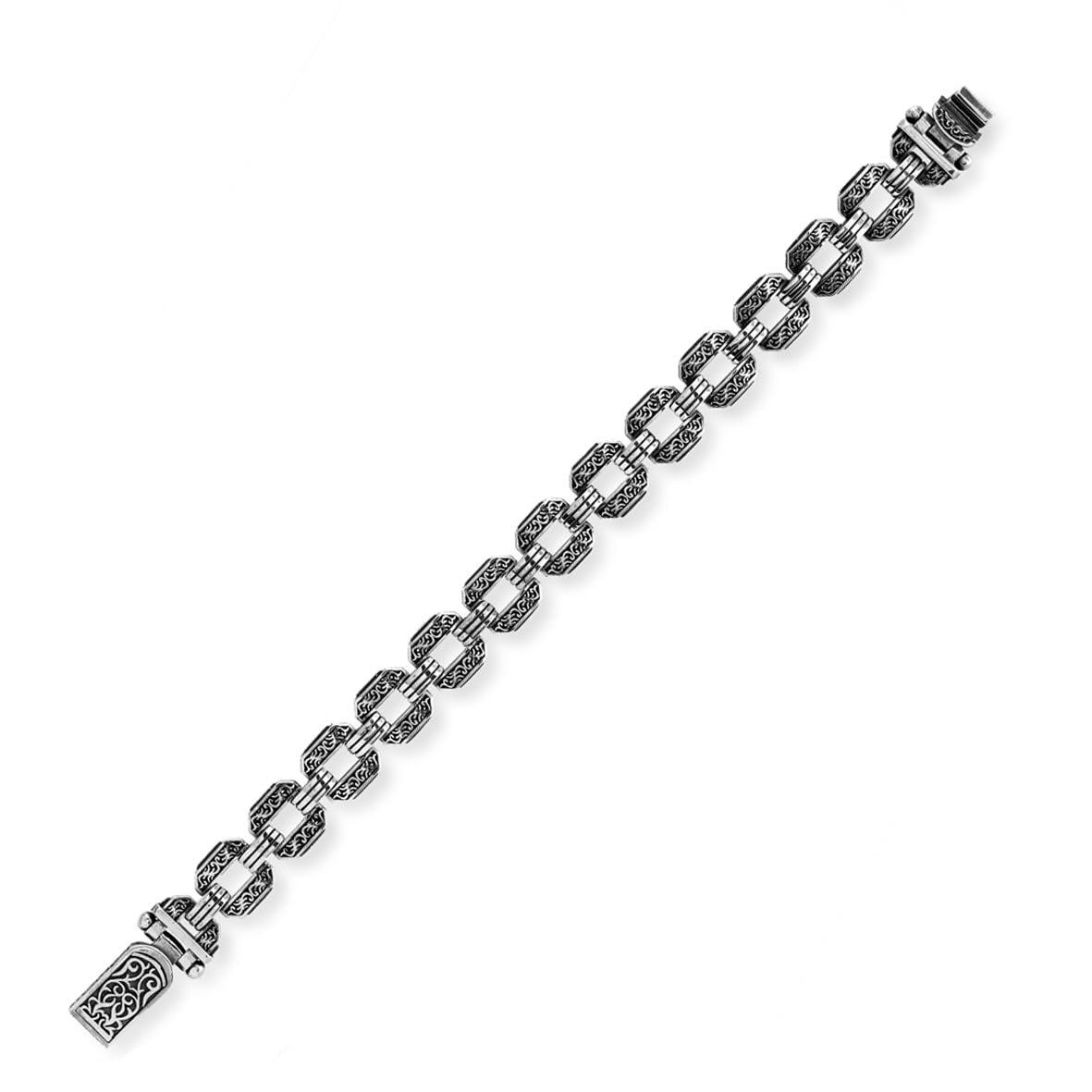 Made to Order Men's Gothic Vintage Pattern Hand-Engraved 925 Sterling Silver Chain Bracelet with Personalized Touch and Silver Polishing Cloth Gift