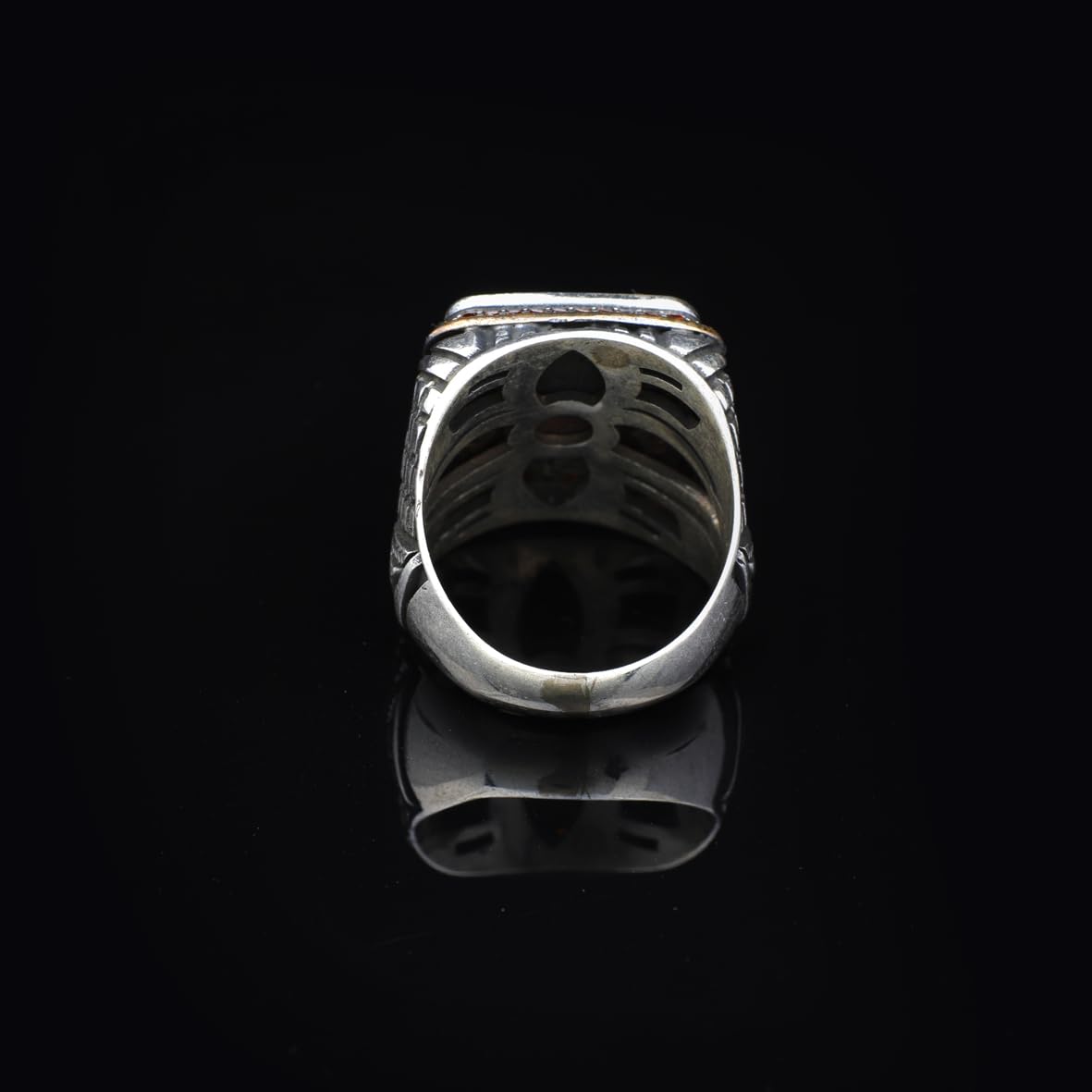 Genuine Turquoise Mens Ring with White Turquoise and Micro Stone