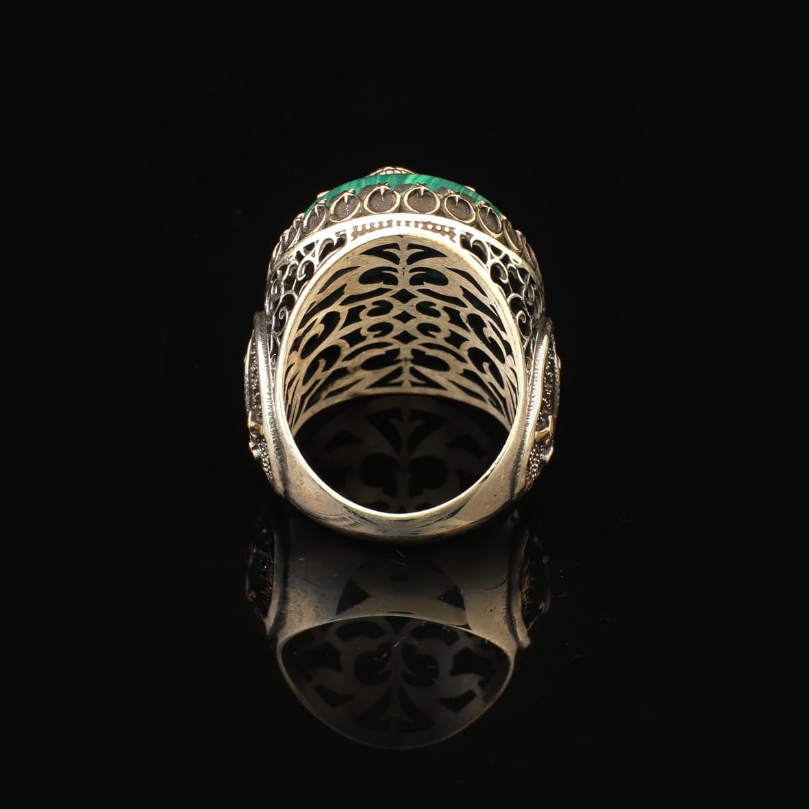 Malachite Sword Turkish Ring Large Chunky Silver Whiskey Barrel Ottoman Vintage 925 Sterling Engagement Promise Ring Gemstone Gift for Husband