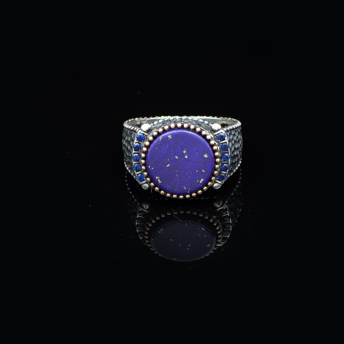 Handmade Lapis Lazuli Signet Ring for Men - Vintage 925 Sterling Silver Pinky Ring with Polished Gemstone
