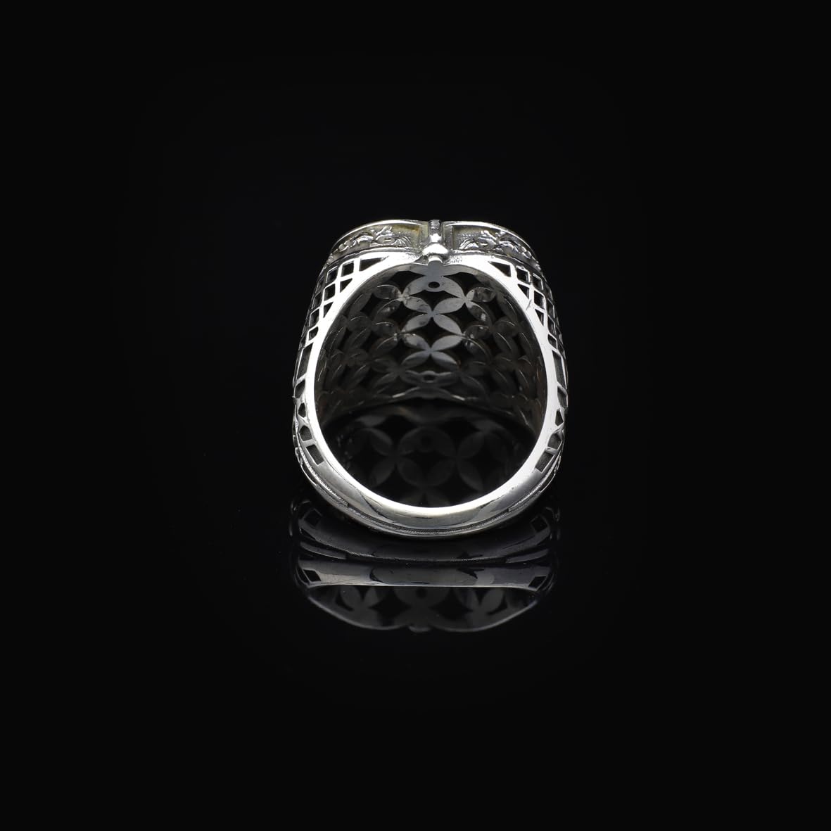 Vintage Amber Ring with Sword Design