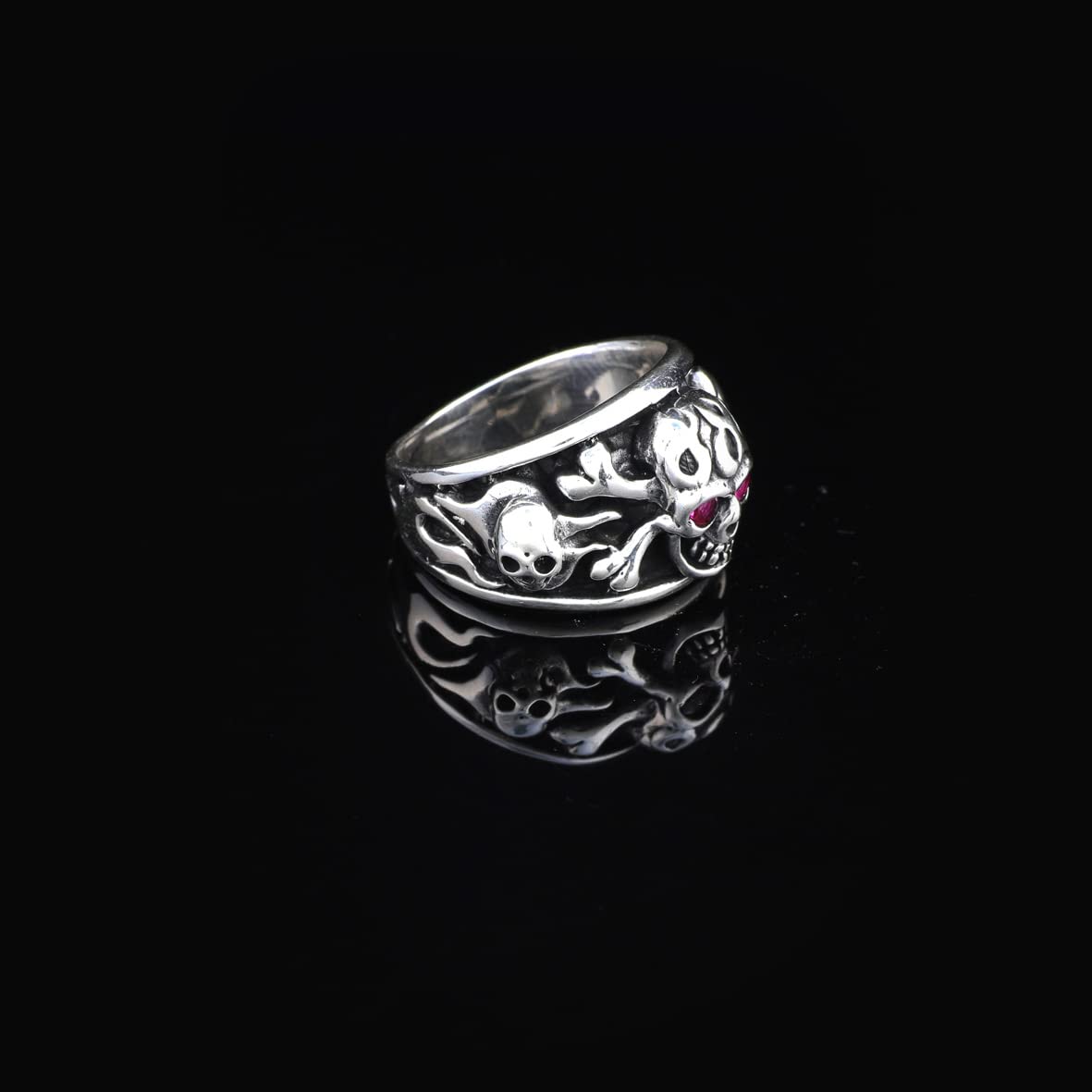 Skull Handmade Sterling Silver Men Biker Ring