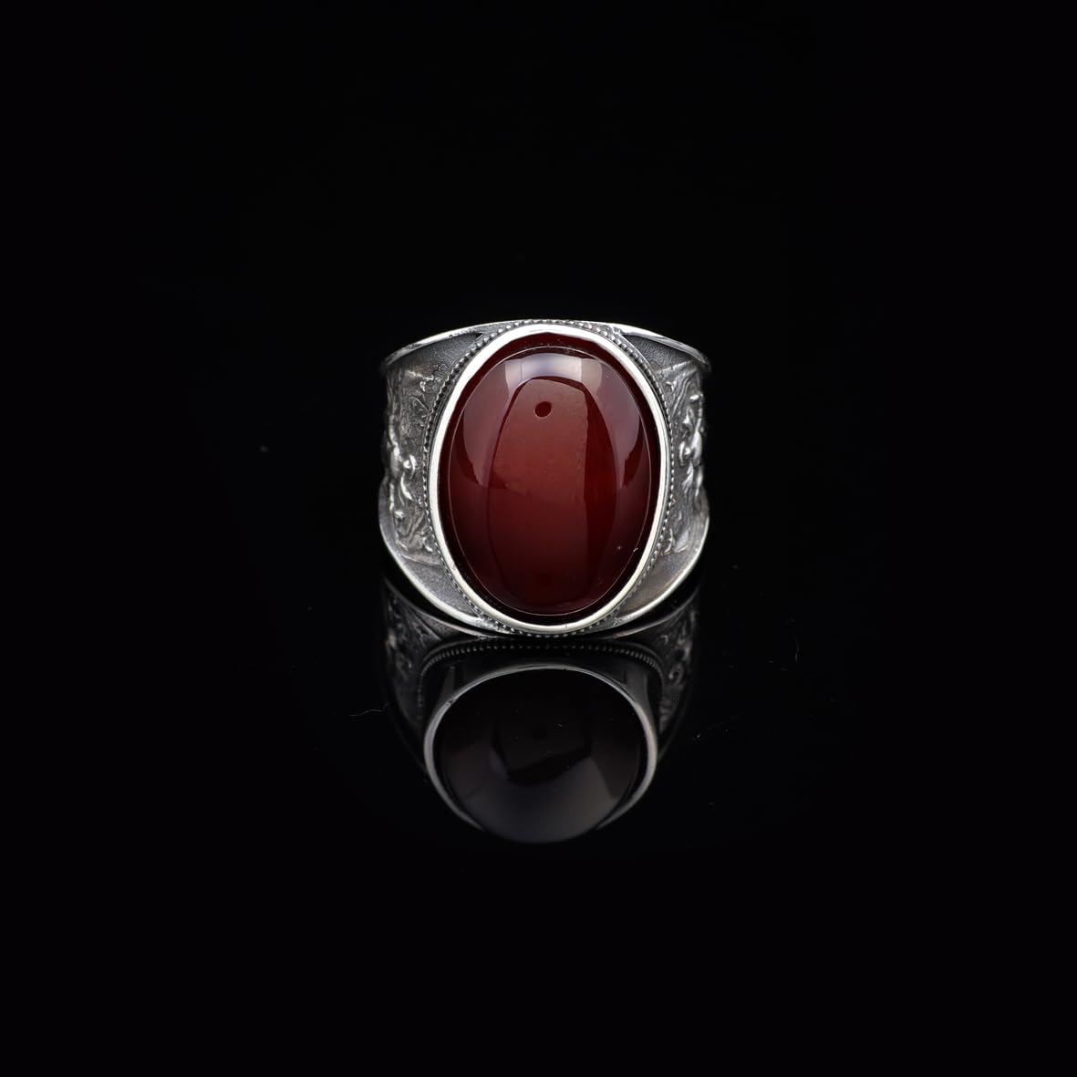 Handmade Carnelian Virgin Mary Signet Ring