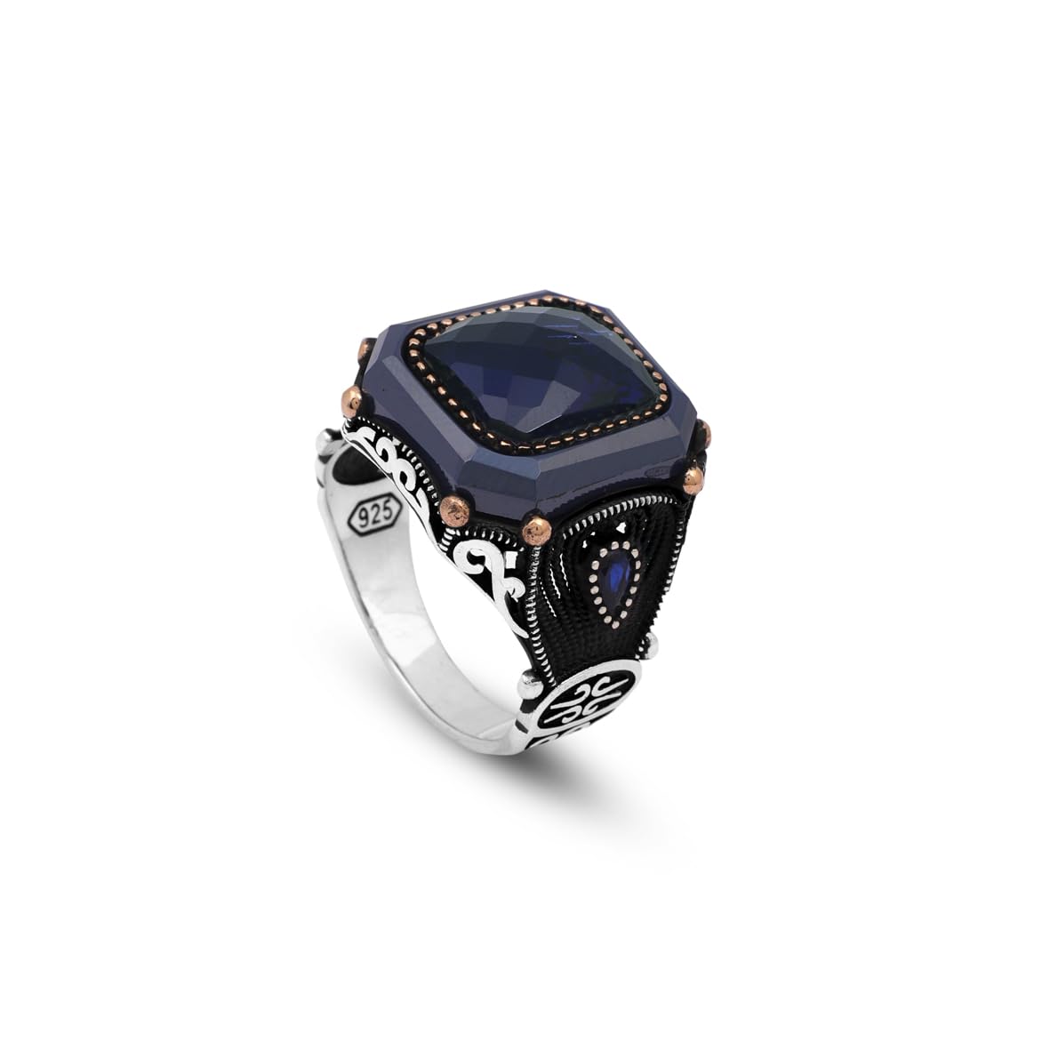 Vintage Blue Tiger Eye Ring for Men