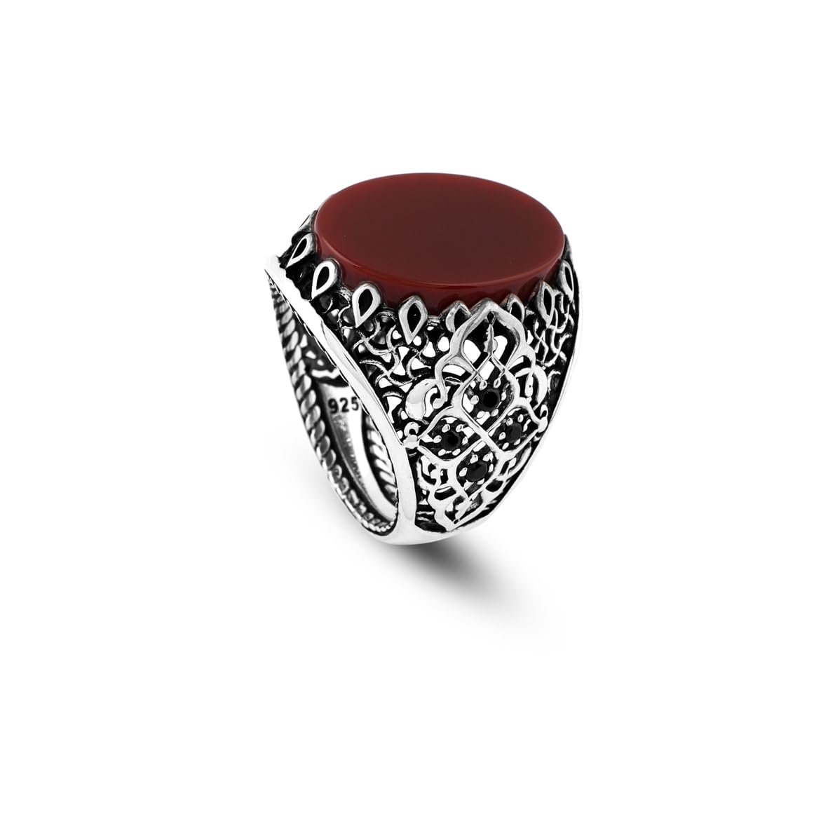 Handmade Carnelian Signet Ring for Men – Ottoman Style Sterling Silver Pinky Ring