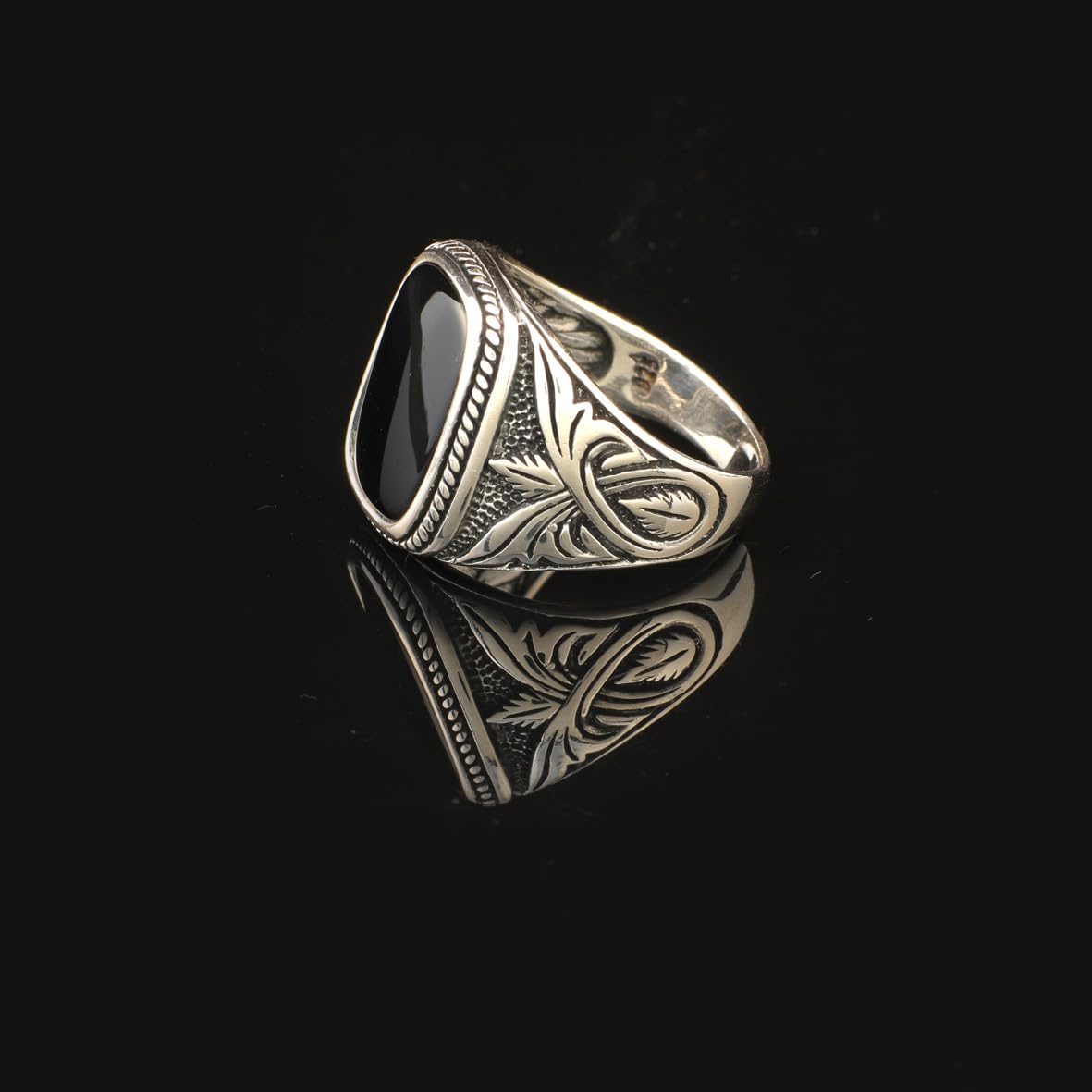 Onyx Ring Signet Ring Ottoman Vintage Ring Sterling Silver Ring Pinky Ring Silver Signet Ring Gemstone Ring Ottoman Statement Ring Vintage Ring