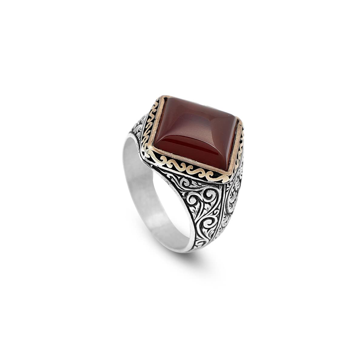 Men Handmade Carnelian Stone Ring