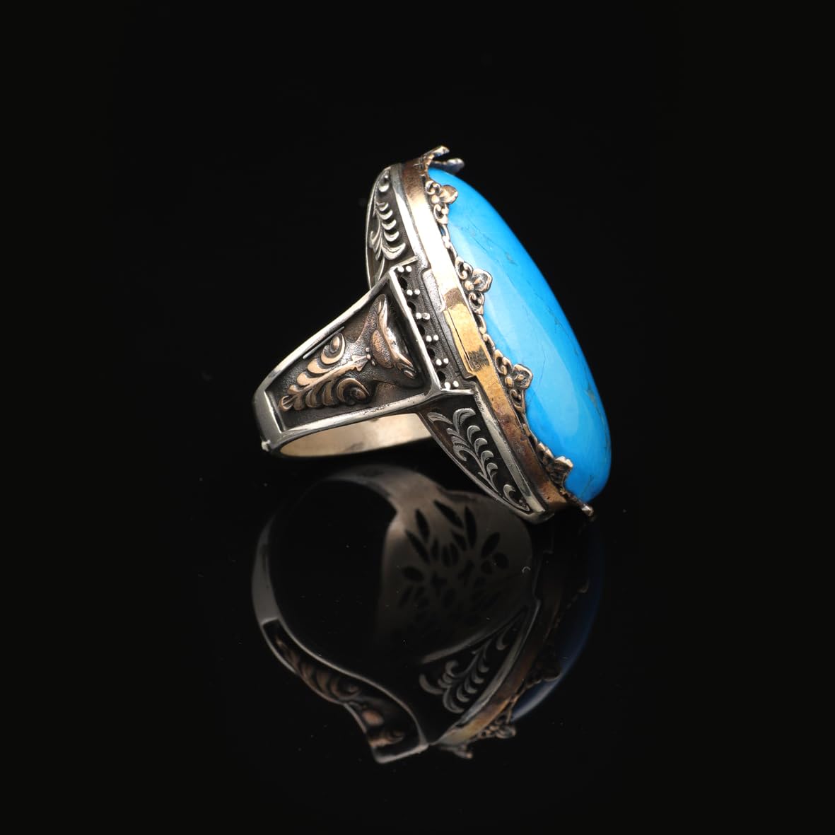 Turquoise Men's Ring with Oval Stone