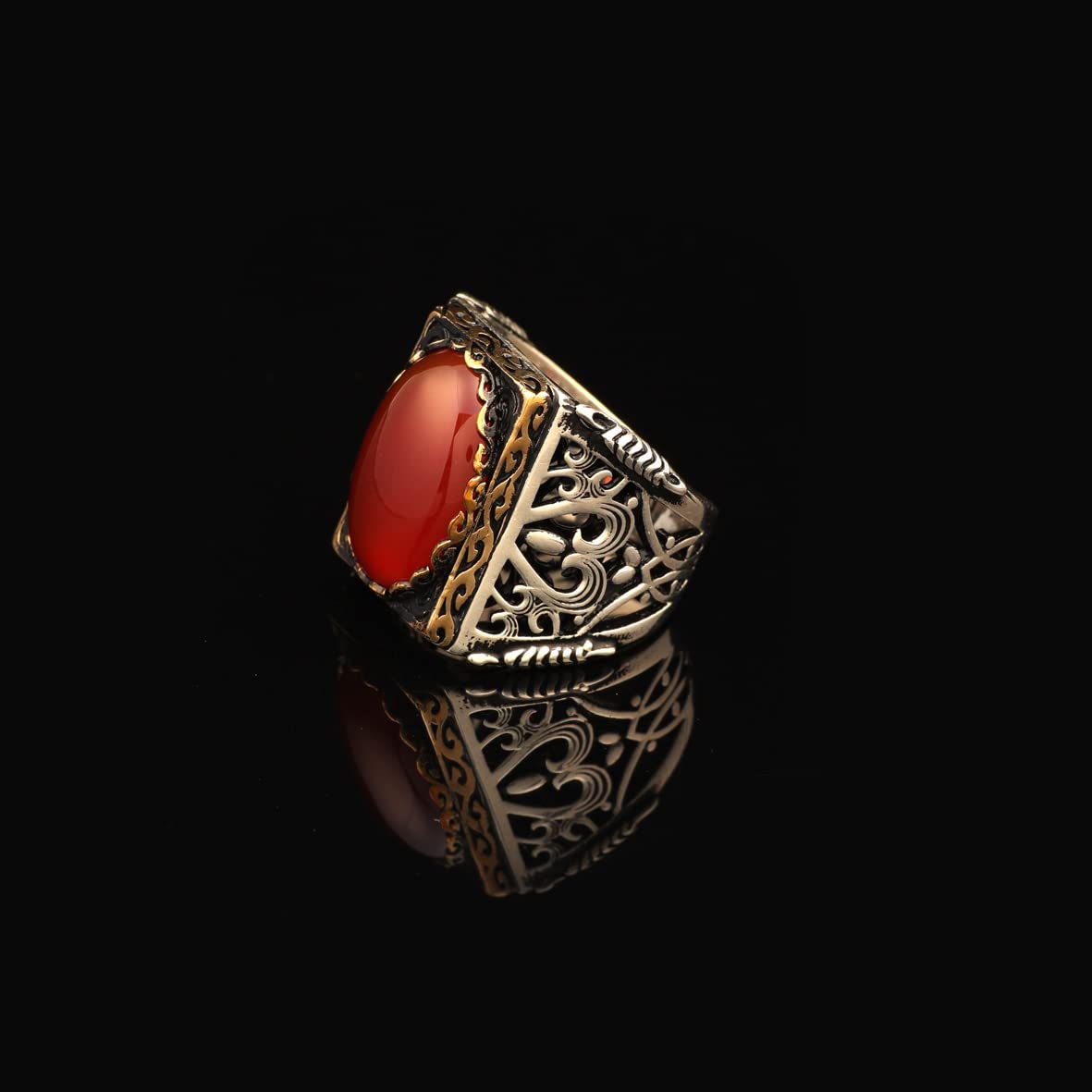 Men Handmade Carnelian Stone Ring