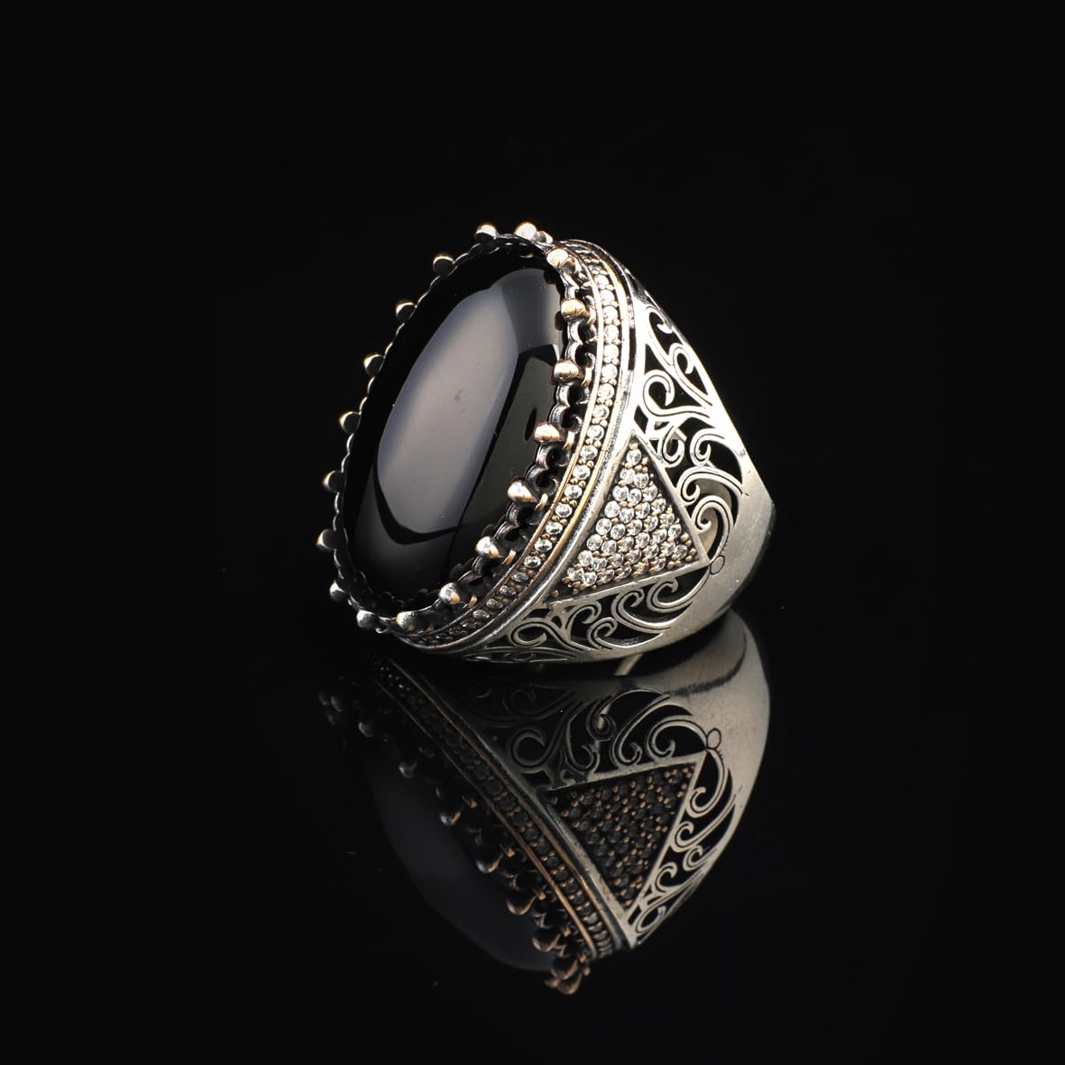 Black Onyx Ring with Micro Sapphire