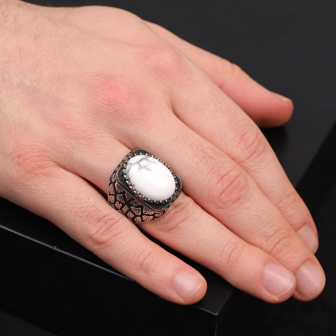 Turquoise Stone Men Silver Ring