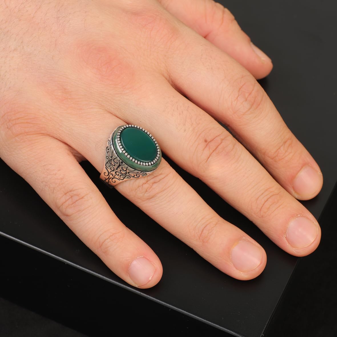 Jade Ring Signet Ring Pinky Ring Ottoman Vintage 925 Sterling Silver Ring Promise Ring for Him Engagement Ring Gemstone Ring Gift for Husband Handmade