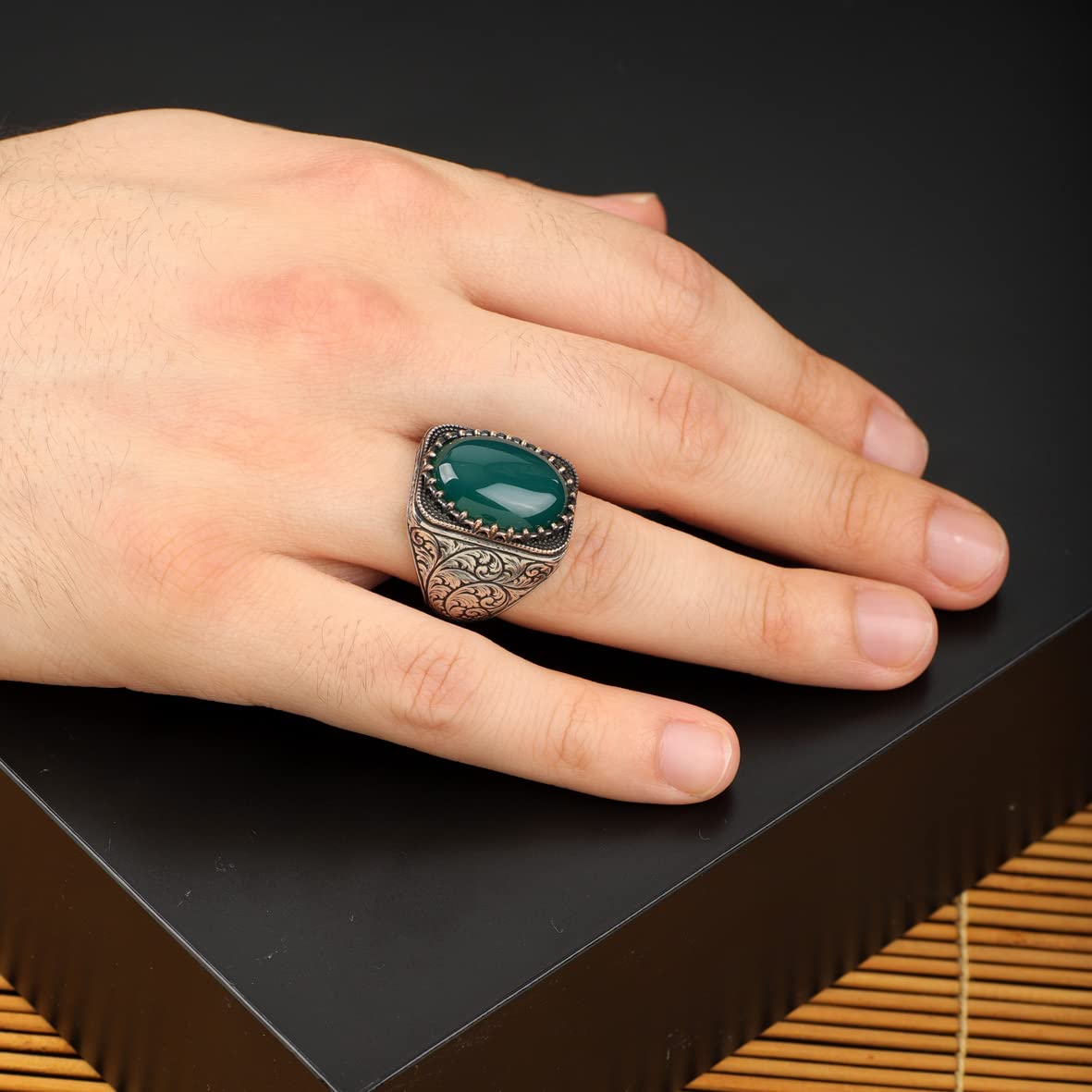 925K Sterling Silver Jade Ring