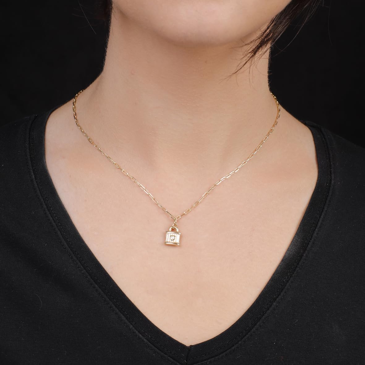 Sterling Silver Lock Necklace for Women - Cute Lock Necklace in Gold Jewelry Collection - Sterling Silver and Aesthetic Gold - Birthday Gifts for Women