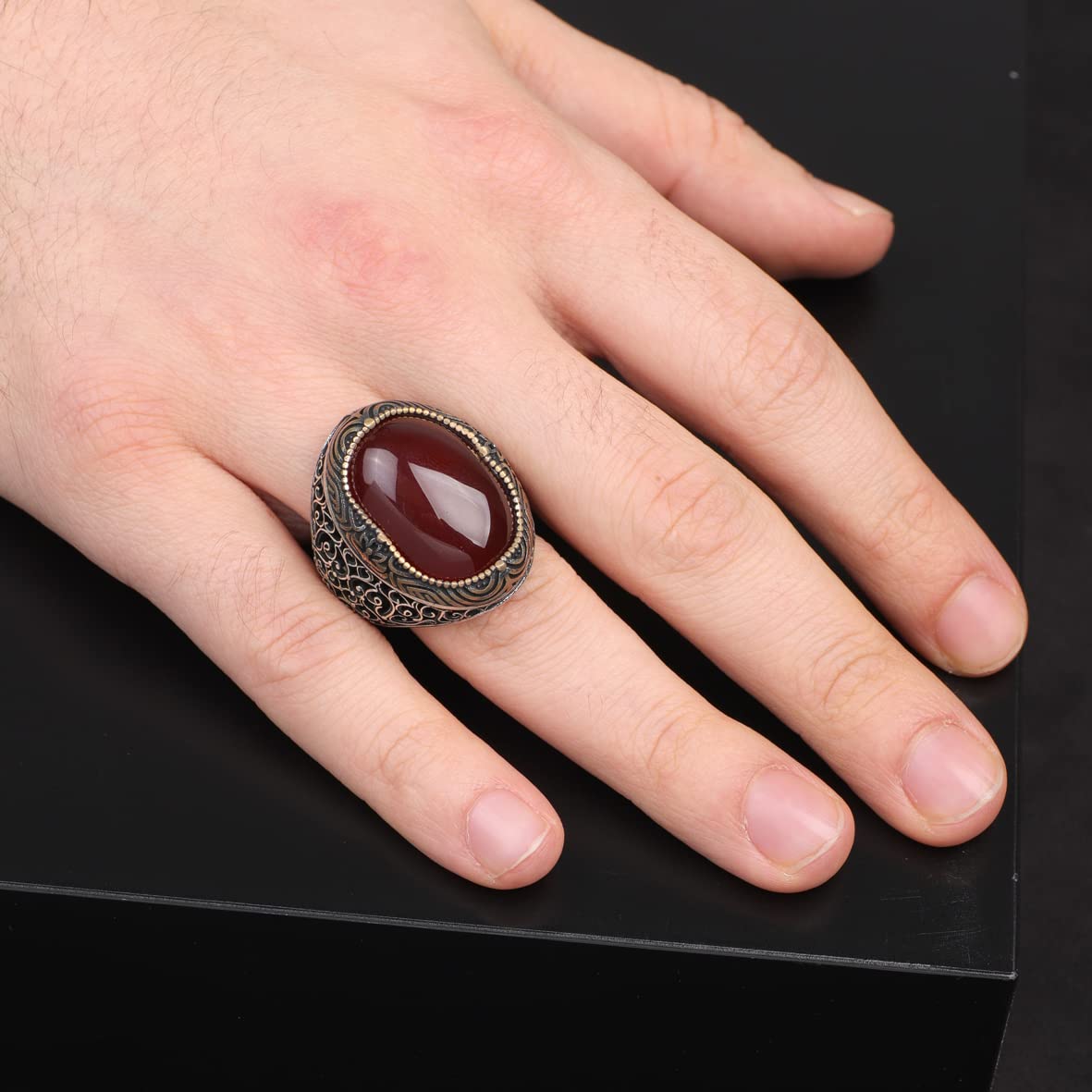 Men Handmade Carnelian Stone Ring
