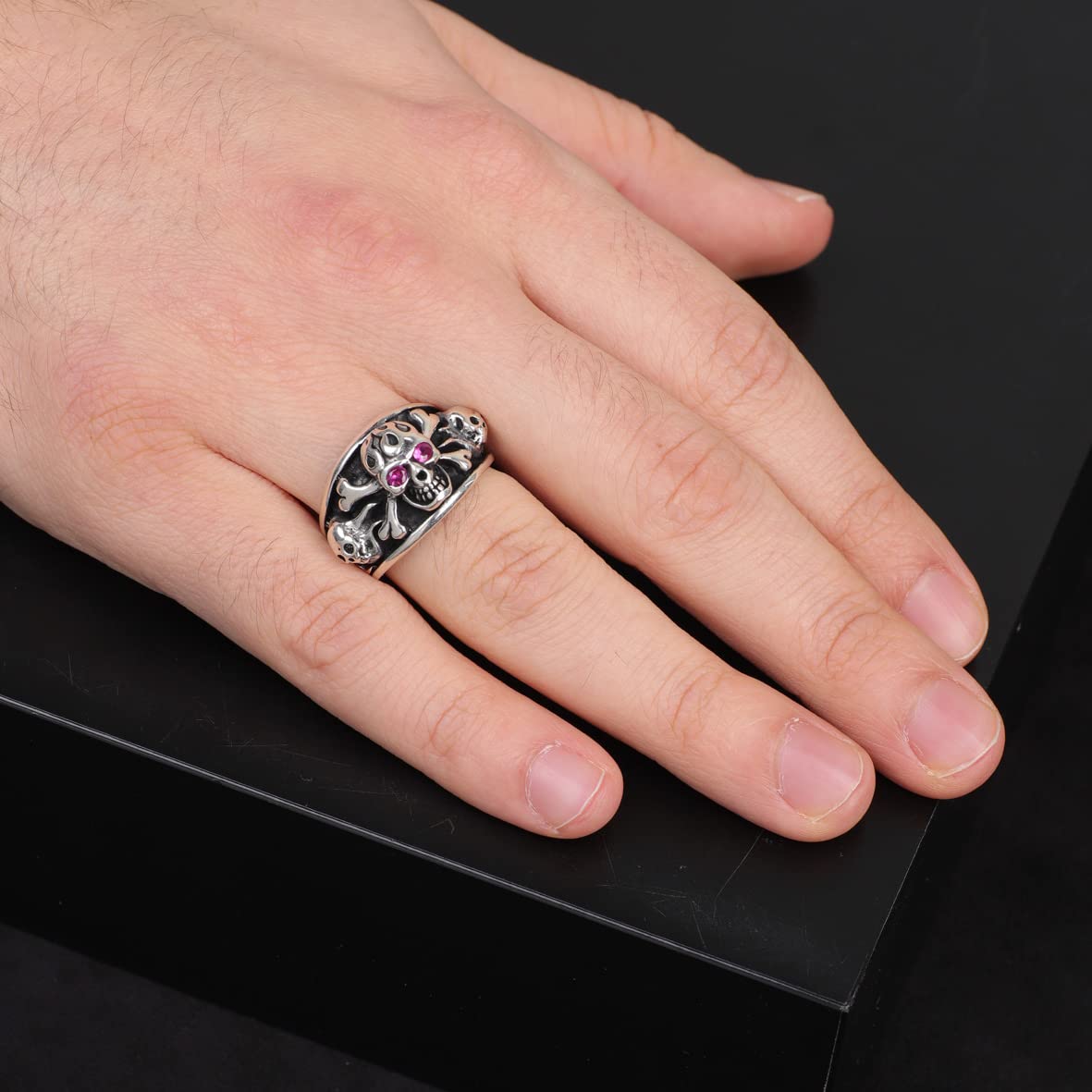 Skull Handmade Sterling Silver Men Biker Ring