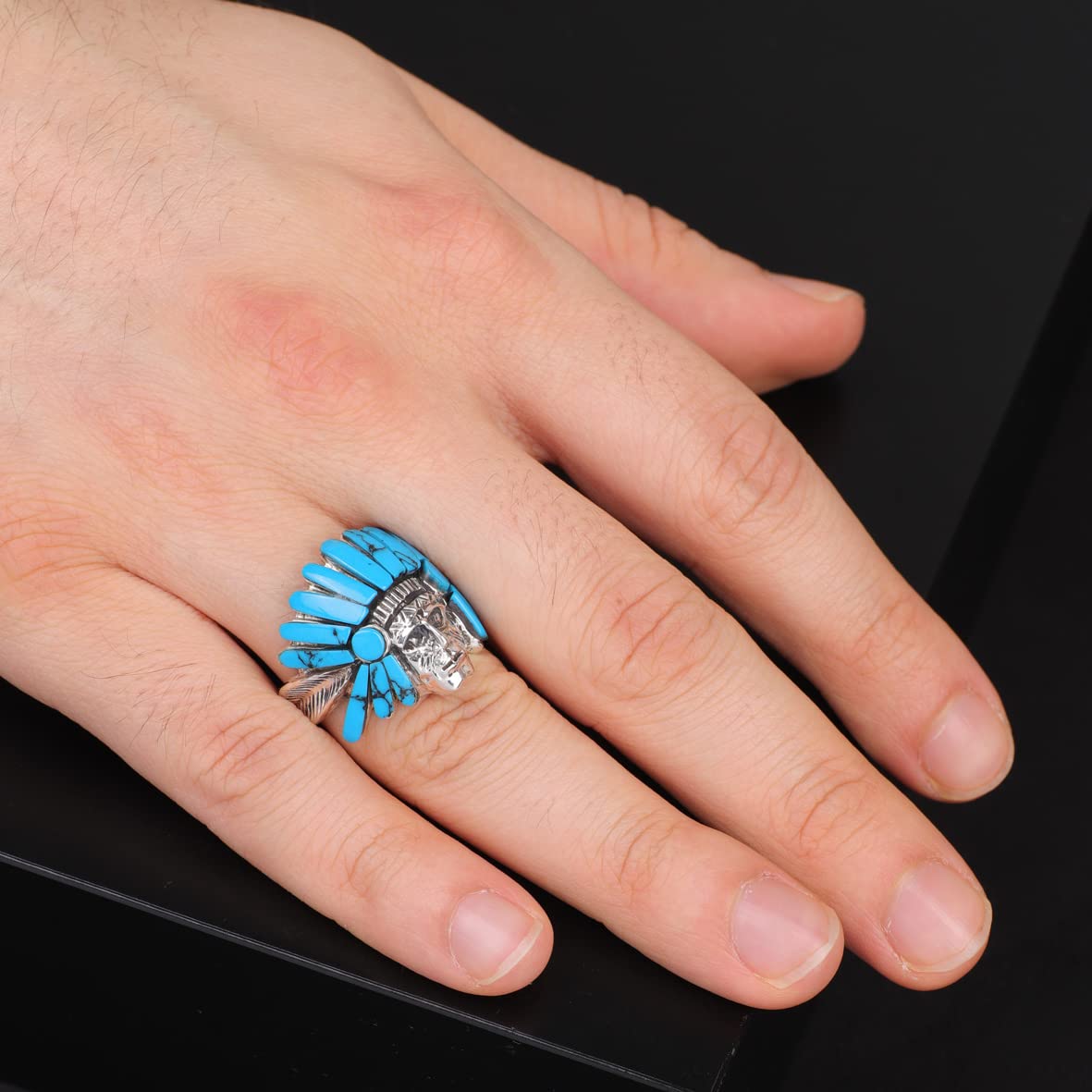 American Indian Chief Handmade Silver Men Ring