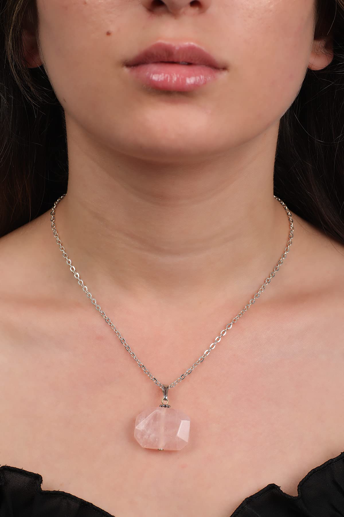 925 Sterling Silver Rose Quartz Necklace