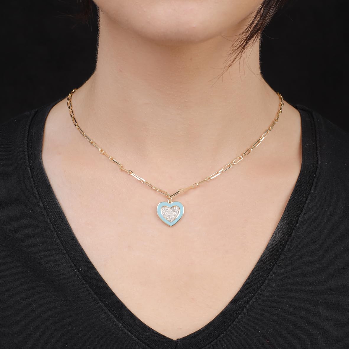Sterling Silver Heart Necklace with Zircon Stone for Women - Gold Plated Heart Necklace: Aesthetic Charm - Cute Heart Necklace with Zircon Stone in Gold Jewelry