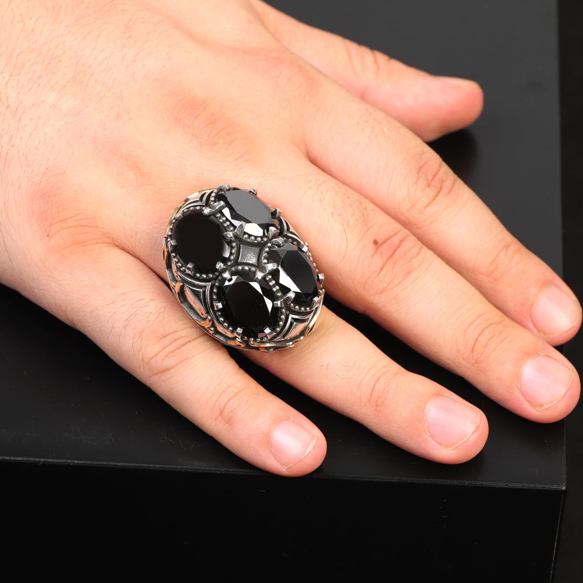 Ottoman Onyx Ring – Handmade Large Statement Vintage Gemstone Ring