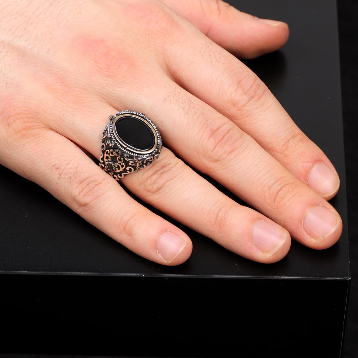 Black Onyx and Sterling Silver Rotating Scorpion Ring for Men - Men's Rotating Scorpion Ring with Black Onyx - Birthday Gifts