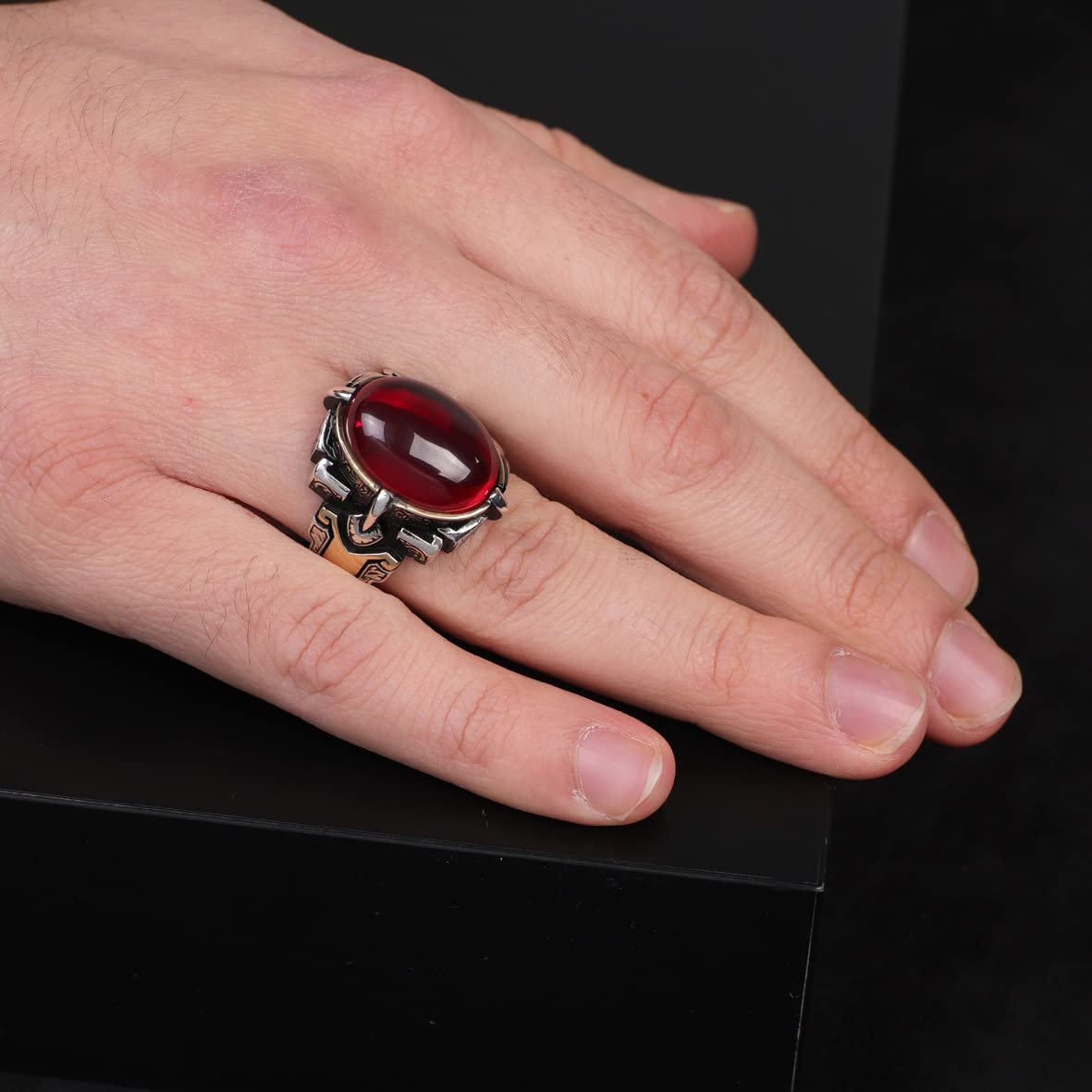 Men Handmade Carnelian Stone Ring