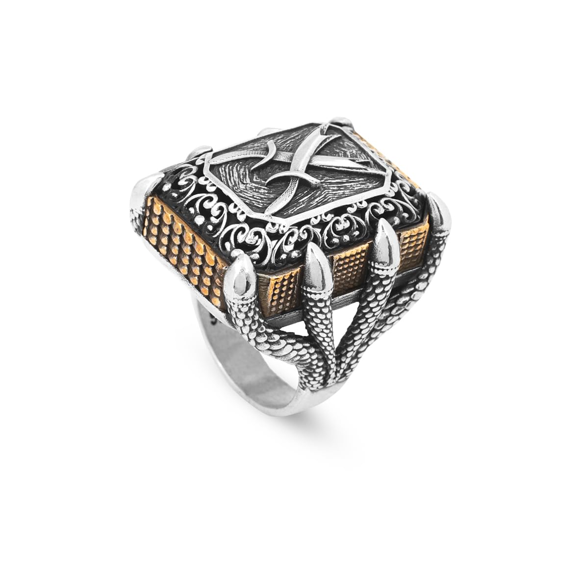 Sword Ring Signet Ring Large Ring Chunky Silver Whiskey Barrel Ottoman Vintage 925 Sterling Silver Promise Engagement Ring Gift for Husband