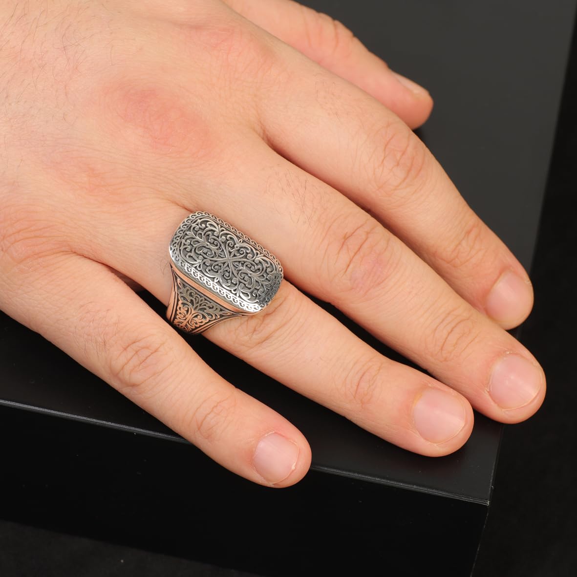 Ottoman Style Ring Statement Ring Vintage Ring Sterling Silver Ring Pinky Ring Silver Signet Ring Gift for Him Handmade