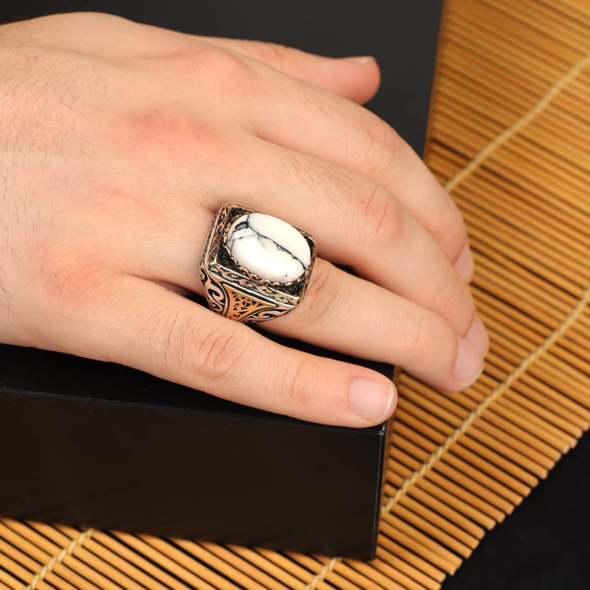 Turquoise Stone Men Silver Ring